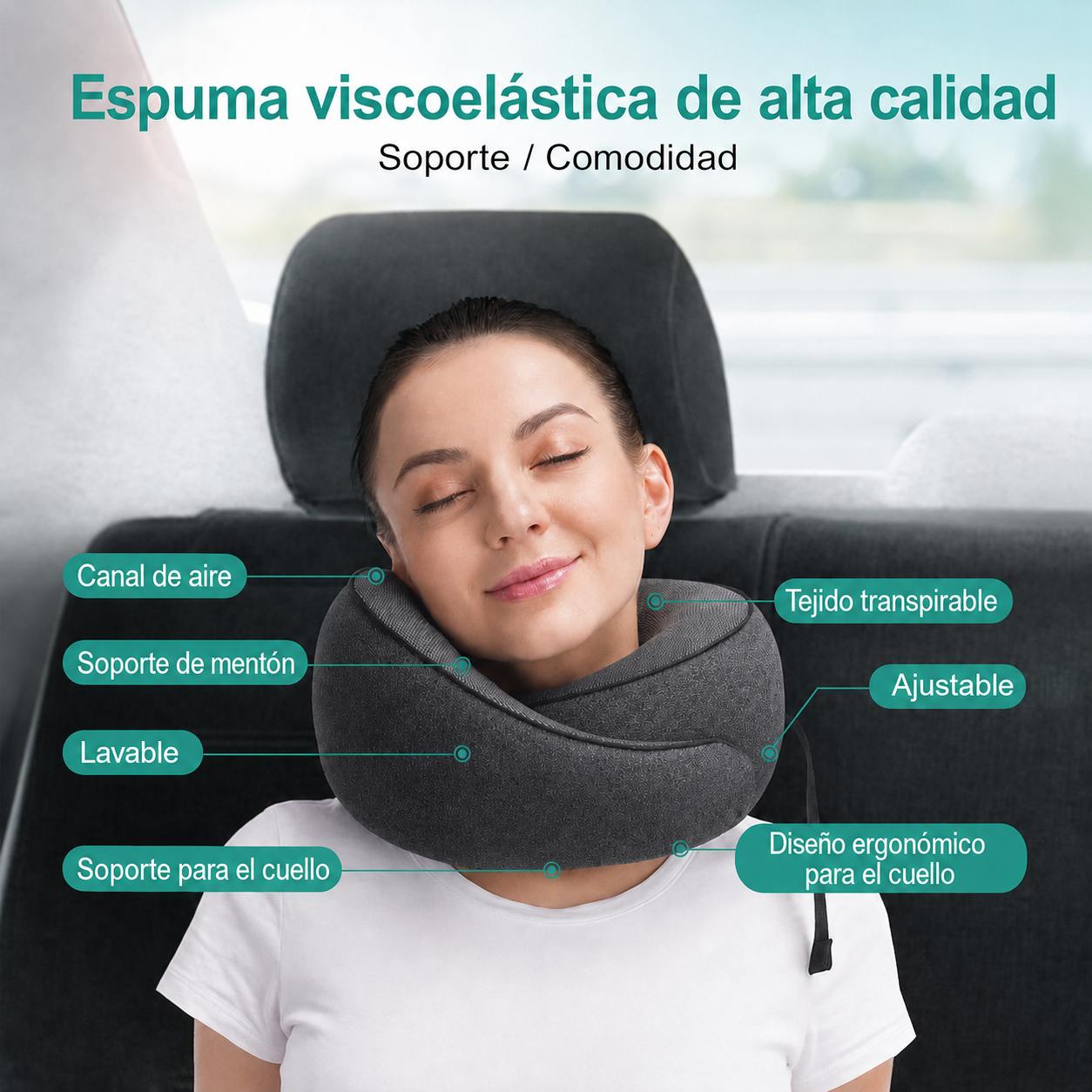 Almohada Elevia colocada para mostrar su ajuste cervical